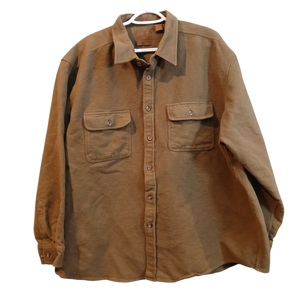 Marino Bay Chamois Shirt Mens 2XL Brown Cotton Long Sleeve Button Down Warm